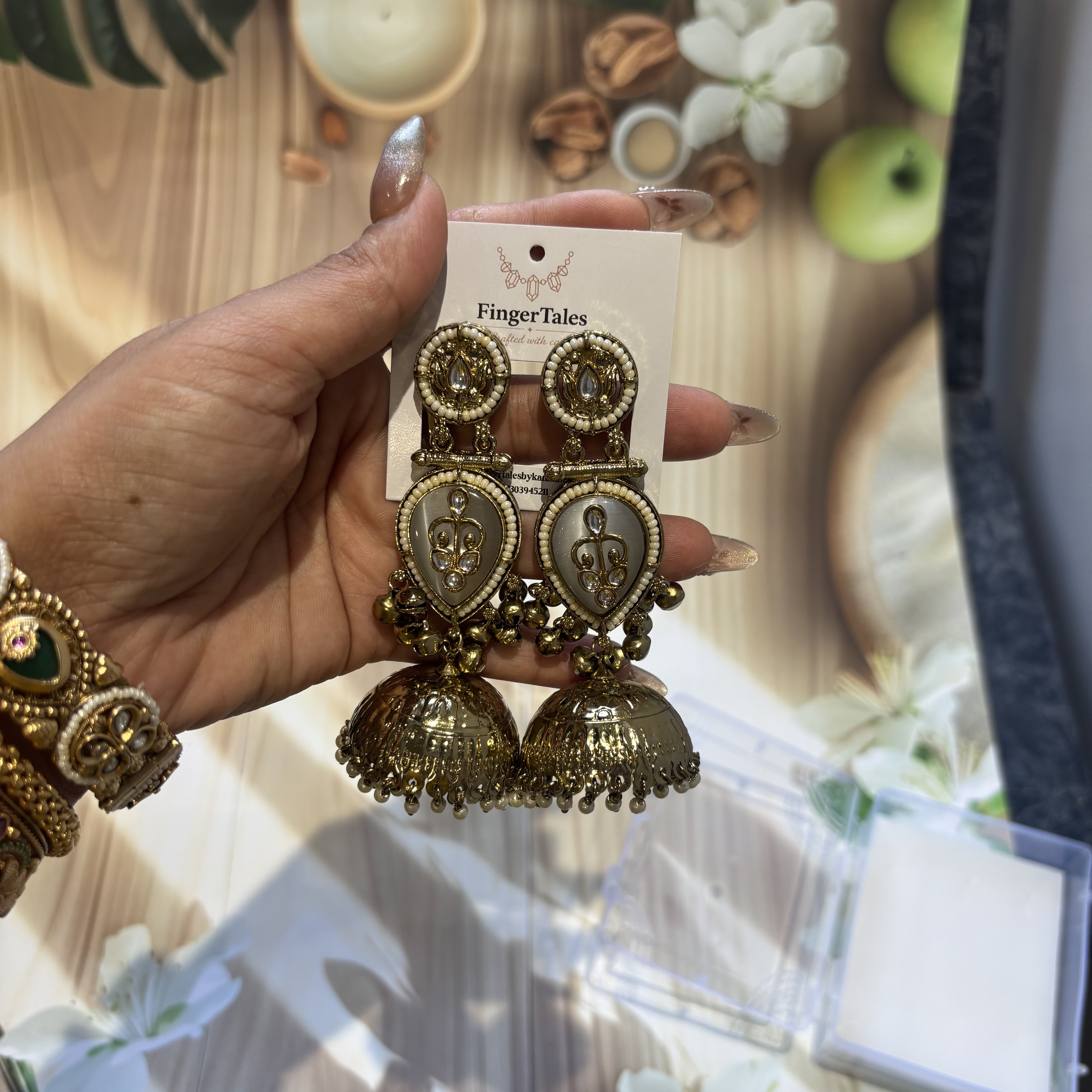 Grey colour jhumka