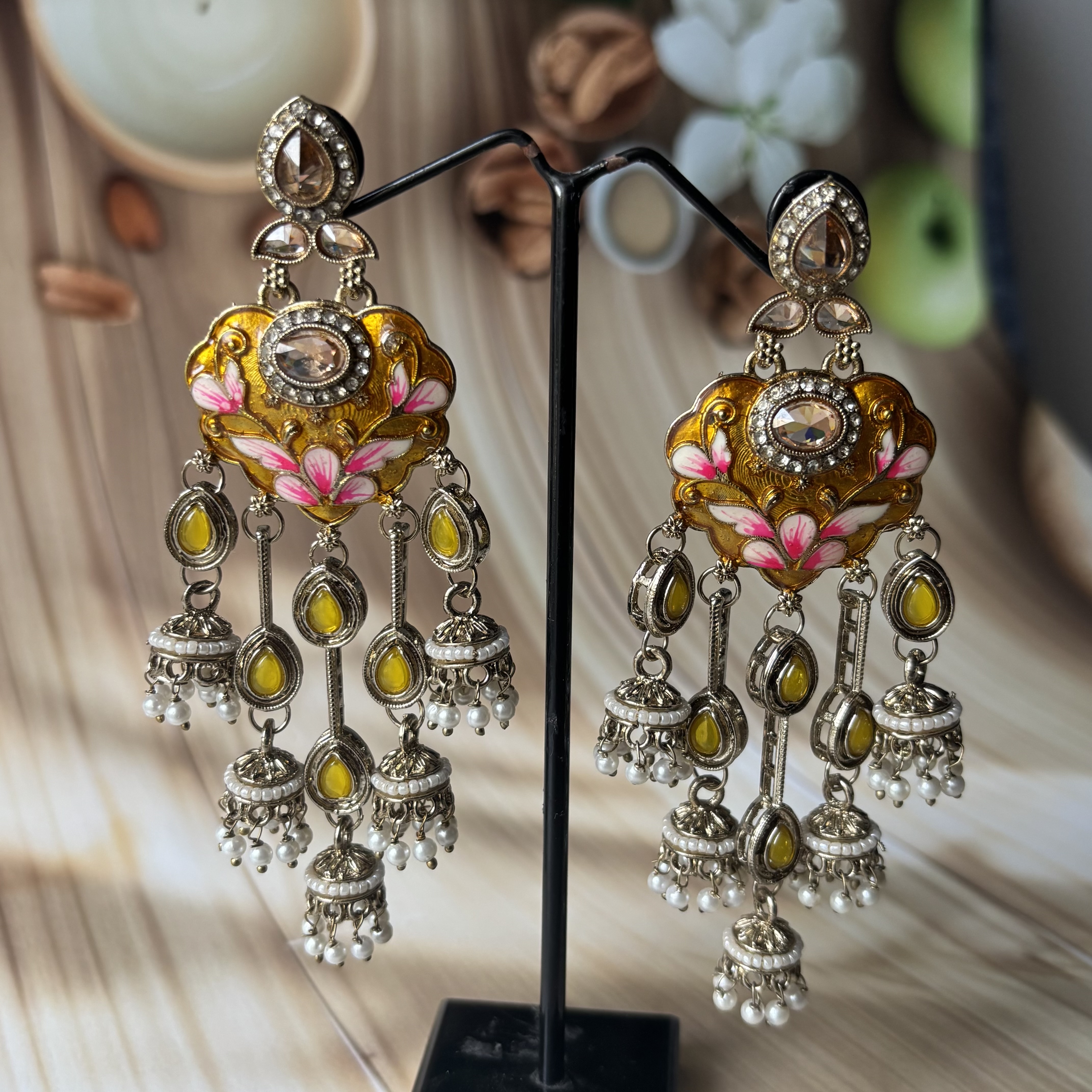 Meenakari kundan earrings