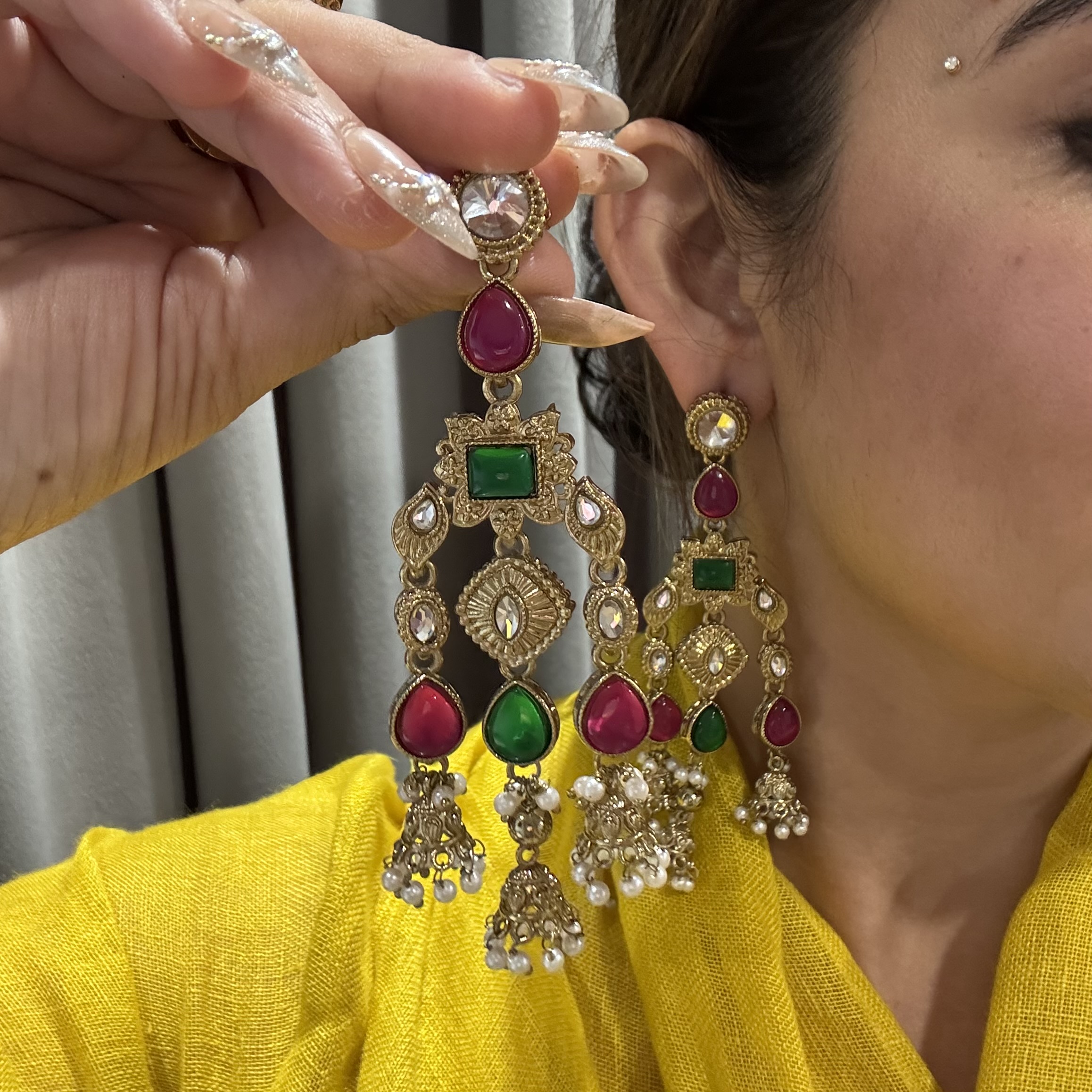 Multi colour rani earrings